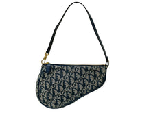 Load image into Gallery viewer, Christian Dior クリスチャンディオール ワンショルダーバッグ サドルポーチ トロッター MC1001 ネイビー ゴールド金具 美品 中古 64551
