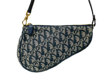 Load image into Gallery viewer, Christian Dior クリスチャンディオール ワンショルダーバッグ サドルポーチ トロッター MC1001 ネイビー ゴールド金具 美品 中古 64551