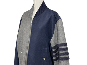 ThomBrowne トムブラウン ウールフェルトブルゾンジャケット 4BAR MJO030E-E0040-035 グレー ネイビー サイズ3 美品 中古 64591