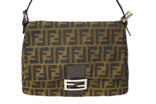 Load image into Gallery viewer, FENDI フェンディ ズッカ柄 マンマバケット ワンショルダーバッグ ブラウン コットンキャンバス レザー シルバー金具 美品 中古 64594