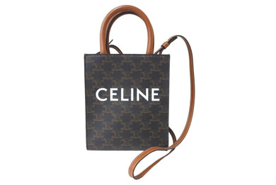 極美品 CELINE セリーヌ ミニバーティカルカバ 2WAYショルダーバッグ 194372BZK04LU トリオンフキャンバス 中古 64595