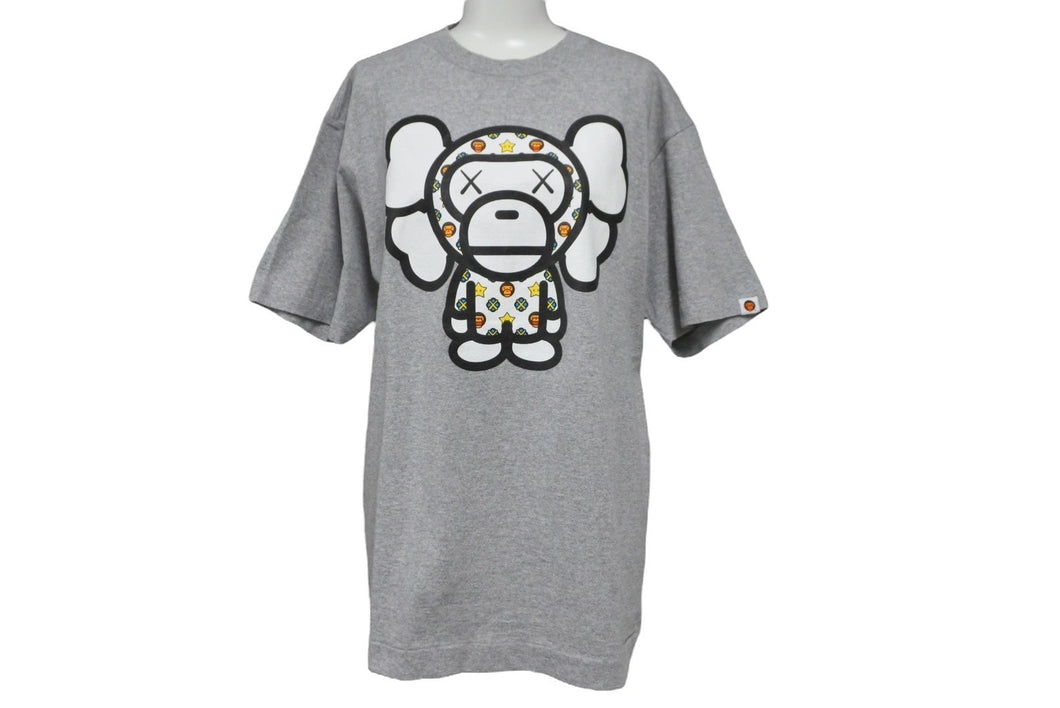 極美品 A BATHING APE × KAWS アベイシングエイプ カウズ 半袖Ｔシャツ サイズM グレー コットン ベイプ マイロ 中古  64601 – Casanova Vintage