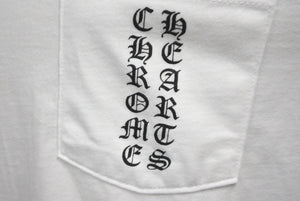 新品未使用 CHROME HEARTS クロムハーツ 東京限定 プリント 半袖Ｔシャツ ホワイト トップス ロゴ ポケット サイズS 中古 64605