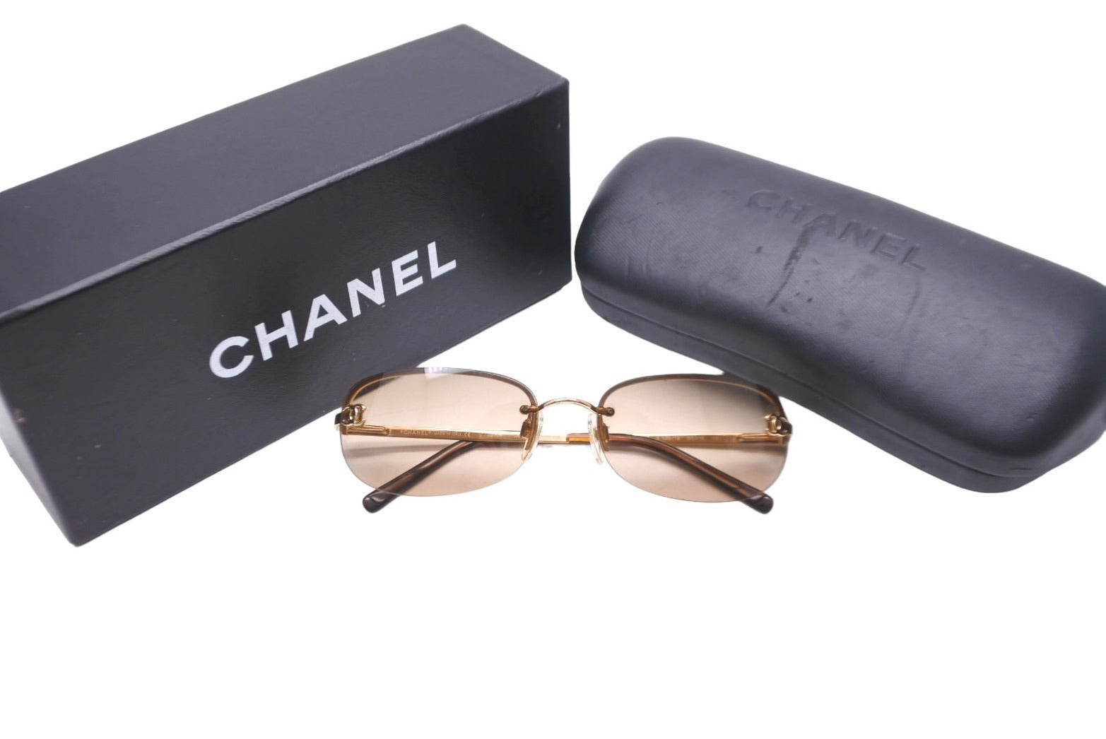 CHANEL シャネル リムレス ココマーク サングラス ブラウン メタル