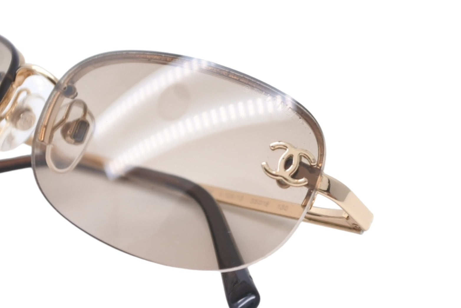CHANEL シャネル リムレス ココマーク サングラス ブラウン メタル