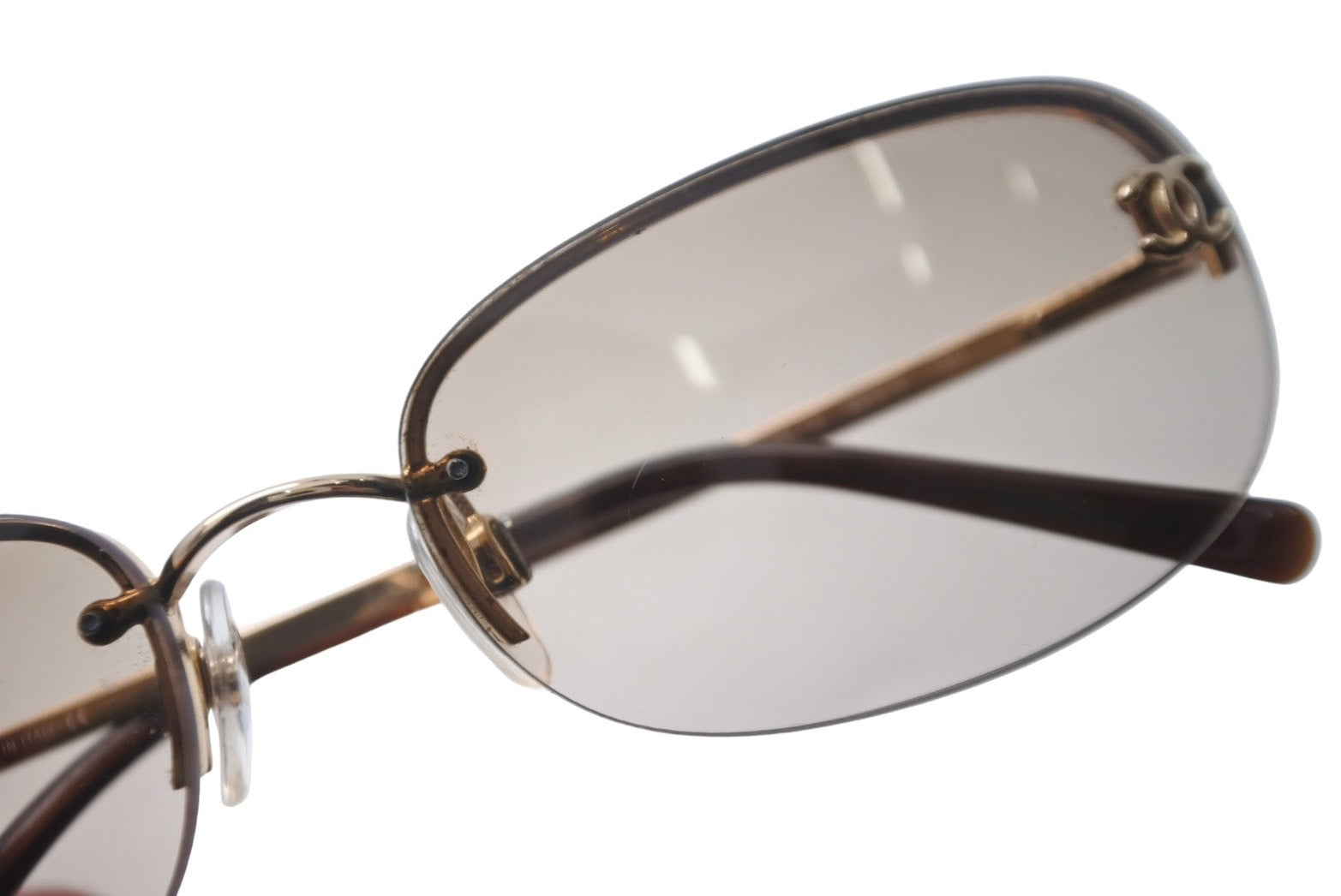CHANEL シャネル リムレス ココマーク サングラス ブラウン メタル