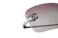 Load image into Gallery viewer, CHANEL シャネル リムレス グラデーション サングラス パープル シルバー アイウェア 小物 ココマーク ラインストーン 4017-D 62☐17 美品 中古 64611