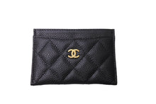 画像をギャラリービューアに読み込む, 新品同様 CHANEL シャネル カードケース パスケース ココマーク キャビアスキン ランダム番台 ブラック ゴールド金具 中古 64613