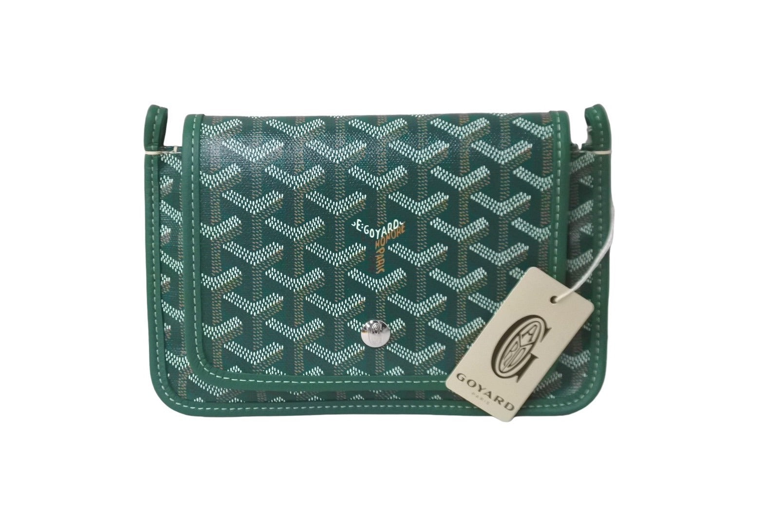 新品未使用 GOYARD ゴヤール プリュメ ショルダーバッグ ポーチウォレット グリーン PVC レザー シルバー金具 中古 64626 –  Casanova Vintage