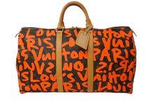 画像をギャラリービューアに読み込む, 極美品 LOUIS VUITTON ルイヴィトン モノグラム グラフィティ キーポル50 ボストン スプラウス オレンジ M93699 中古 64633