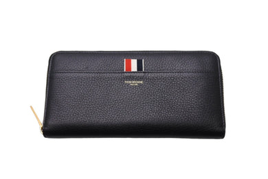 THOM BROWNE トムブラウン 長財布 ラウンドファスナー ストライプロゴ ブラック レッド FAW012A 00198 美品 中古 64646