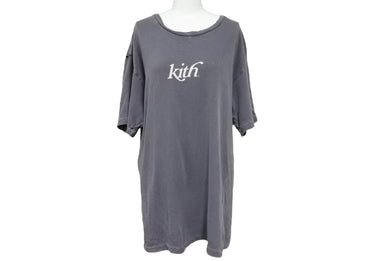 KITH キス 半袖Tシャツ トップス クールネック カットソー ワンポイント サイズM グレー ホワイト 良品 中古 64654