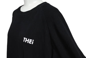 THEi ジアイ ベーシック ワンポイント ルーズフィット スウェット Tシャツ サイズXL ブラック コットン ラグラン 美品 中古 64656