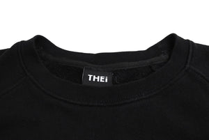 THEi ジアイ ベーシック ワンポイント ルーズフィット スウェット Tシャツ サイズXL ブラック コットン ラグラン 美品 中古 64656