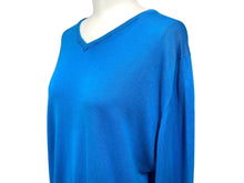 Load image into Gallery viewer, JOHN SMEDLEY ジョンスメドレー ニット セーター Vネック プルオーバー 長袖 薄手 無地 ブルー コットン M 良品 中古 64657