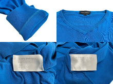 Load image into Gallery viewer, JOHN SMEDLEY ジョンスメドレー ニット セーター Vネック プルオーバー 長袖 薄手 無地 ブルー コットン M 良品 中古 64657