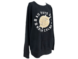 MaisonKitsune メゾンキツネ SWEAT MATIN CALME トレーナー プリント スウェットシャツ FW15M726 ブラック サイズL 良品 中古 6466