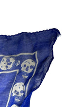 画像をギャラリービューアに読み込む, Alexander McQueen アレキサンダーマックイーン スカル ストール マフラー シルク ブルー ホワイト 美品 中古 64665