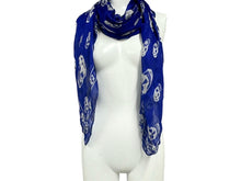 画像をギャラリービューアに読み込む, Alexander McQueen アレキサンダーマックイーン スカル ストール マフラー シルク ブルー ホワイト 美品 中古 64665