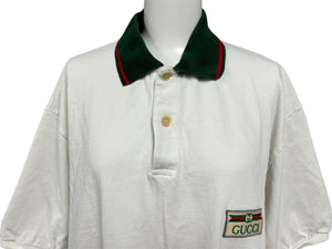 GUCCI グッチ ポロシャツ 半袖 トップス ストレッチコットンピゲ 623242 ホワイト グリーン レッド M 美品 中古 64667