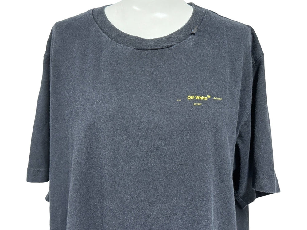 OFFWHITE オフホワイト 半袖Ｔシャツ ロゴ バックグラフィティアロー OMAA027F19185010 ブラック イエロー サイズL 美品 中古 64669