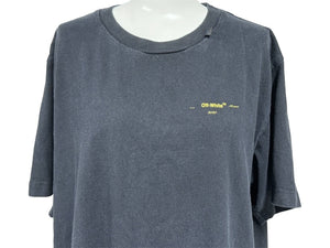 OFFWHITE オフホワイト 半袖Ｔシャツ ロゴ バックグラフィティアロー OMAA027F19185010 ブラック イエロー サイズL 美品 中古 64669