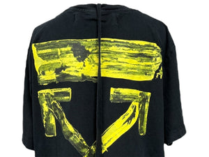 OFFWHITE オフホワイト 半袖Ｔシャツ ロゴ バックグラフィティアロー OMAA027F19185010 ブラック イエロー サイズL 美品 中古 64669