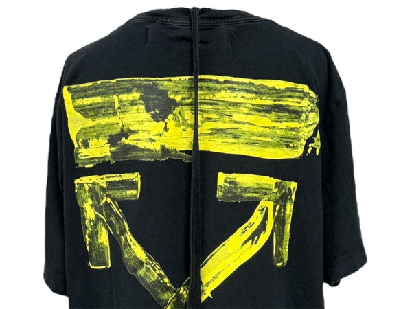 OFFWHITE オフホワイト 半袖Ｔシャツ ロゴ バックグラフィティアロー OMAA027F19185010 ブラック イエロー サイズL 美品 中古 64669