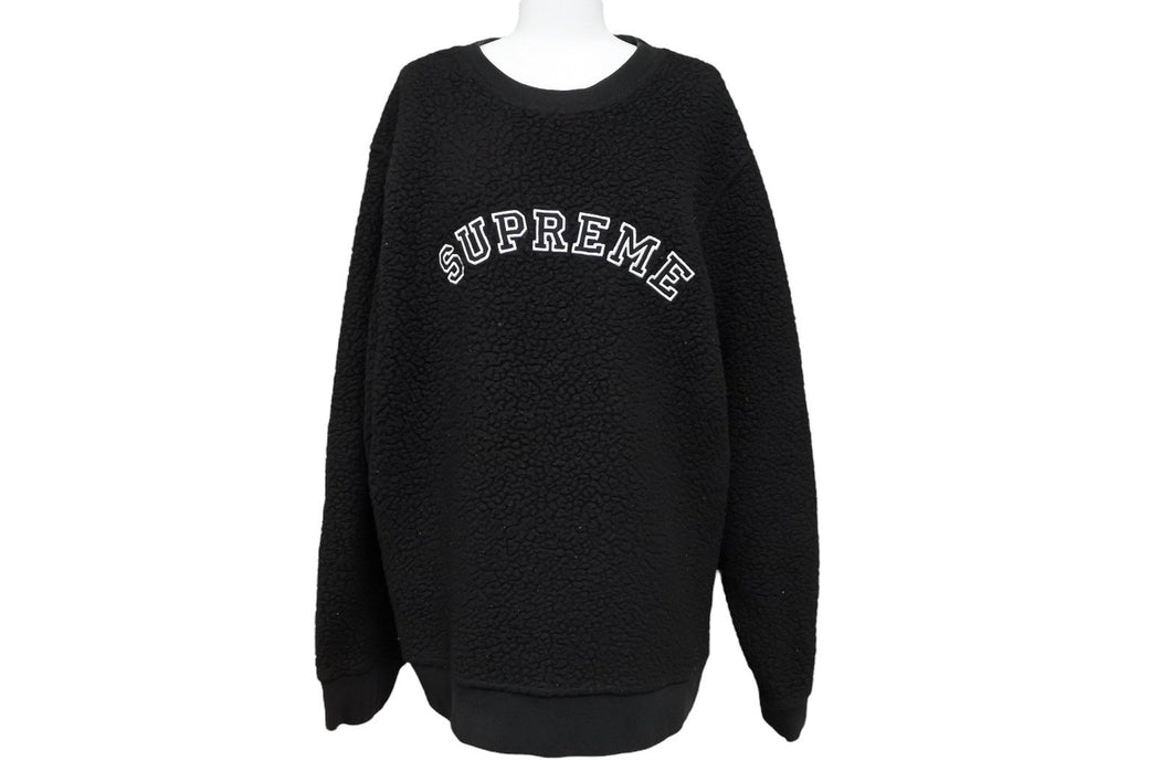 Supreme シュプリーム 17AW POLARTEC Deep Pile Crewneck スウェット トレーナー サイズL ブラック ポリエステル ボア 良品 中古 64670