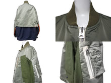 画像をギャラリービューアに読み込む, sacai サカイ ドッキング ボンバージャケット ブルゾン サイズ4 ナイロン 22-02707M カーキ ネイビー オレンジ 良品 中古 64680