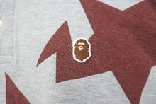 Load image into Gallery viewer, A BATHING APE アベイシングエイプ Star スター ポロシャツ コットン グレー ワインレッド サイズL 美品 中古 64697