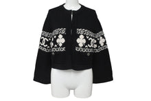 Load image into Gallery viewer, 極美品 CHANEL シャネル カシミヤ カーディガン ブラック ホワイト P63147K48819 ココマーク ロゴ トップス サイズ36 中古 64700