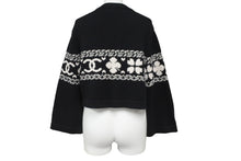 Load image into Gallery viewer, 極美品 CHANEL シャネル カシミヤ カーディガン ブラック ホワイト P63147K48819 ココマーク ロゴ トップス サイズ36 中古 64700
