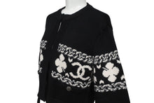 Load image into Gallery viewer, 極美品 CHANEL シャネル カシミヤ カーディガン ブラック ホワイト P63147K48819 ココマーク ロゴ トップス サイズ36 中古 64700