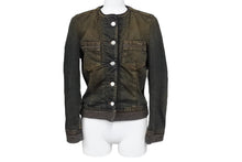 画像をギャラリービューアに読み込む, PRADA プラダ デニムジャケット インディゴ チェーン イタリア製 コットン ブルー シルバー金具 サイズ40 美品 中古 64702