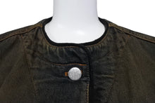 画像をギャラリービューアに読み込む, PRADA プラダ デニムジャケット インディゴ チェーン イタリア製 コットン ブルー シルバー金具 サイズ40 美品 中古 64702