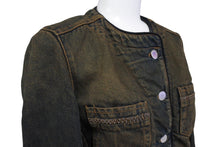 画像をギャラリービューアに読み込む, PRADA プラダ デニムジャケット インディゴ チェーン イタリア製 コットン ブルー シルバー金具 サイズ40 美品 中古 64702