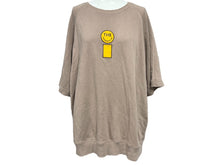 画像をギャラリービューアに読み込む, THEi ジアイ スマイリー ルーズフィット スウェット Tシャツ サイズXL ベージュ コットン ラグラン プリント 美品 中古 64704