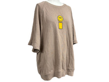 画像をギャラリービューアに読み込む, THEi ジアイ スマイリー ルーズフィット スウェット Tシャツ サイズXL ベージュ コットン ラグラン プリント 美品 中古 64704