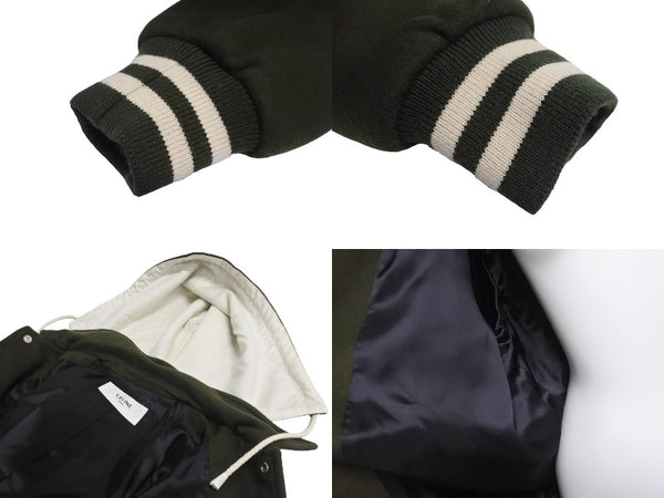 極美品 CELINE セリーヌ テディジャケット ダブルフェイス 2V49i6700カシミアウールジャケット 22AW カシミヤ カーキ サイズ36 中古 64705