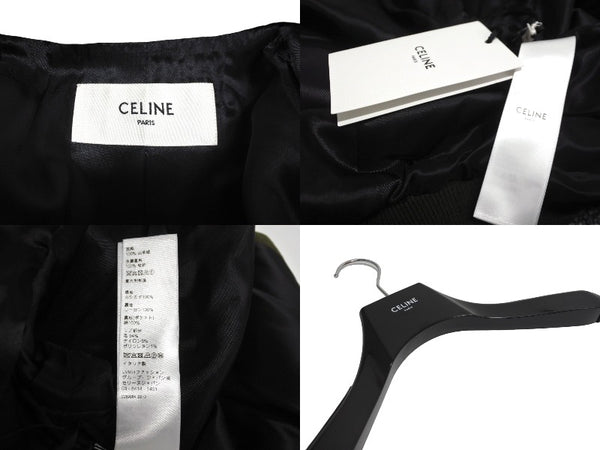 極美品 CELINE セリーヌ テディジャケット ダブルフェイス 2V49i6700カシミアウールジャケット 22AW カシミヤ カーキ サイズ36 中古 64705
