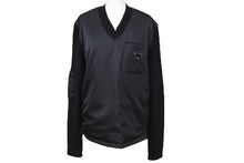 Load image into Gallery viewer, 極美品 PRADA プラダ ニット スウェット UMB237 S212 1Y12 イタリア製 ウール ブラック シルバー金具 サイズ46 中古 64709