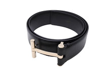 画像をギャラリービューアに読み込む, TOM FORD トムフォード Tロゴバックル レザーベルト TB154C004AM ブラック シルバー金具 全長105cm 美品 中古 64721