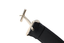 画像をギャラリービューアに読み込む, TOM FORD トムフォード Tロゴバックル レザーベルト TB154C004AM ブラック シルバー金具 全長105cm 美品 中古 64721