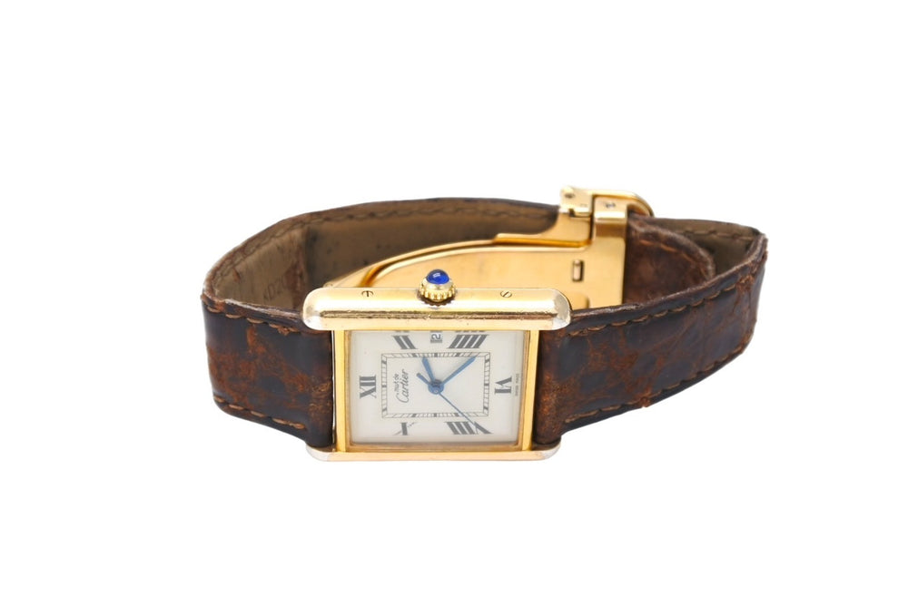 CARTIER カルティエ 時計 マストタンクLM W1013754 ヴェルメイユ レザーベルト QZ 白文字盤 中古 64727