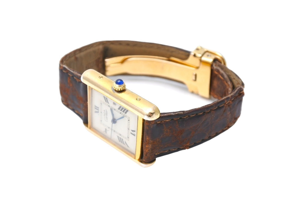 CARTIER Cartier watch Must Tank LM W1013754 Vermeil leather strap quartz white dial pre-owned 64727