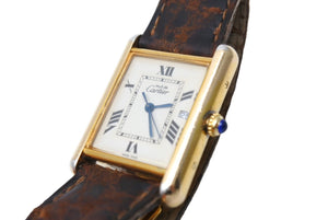 CARTIER カルティエ 時計 マストタンクLM W1013754 ヴェルメイユ レザーベルト QZ 白文字盤 中古 64727