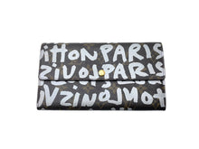 画像をギャラリービューアに読み込む, LOUIS VUITTON ルイ ヴィトン ポルトモネ クレディ 長財布 ノグラム グラフィティ M92189 PVC ブラウン アルジャン 美品 中古 64738