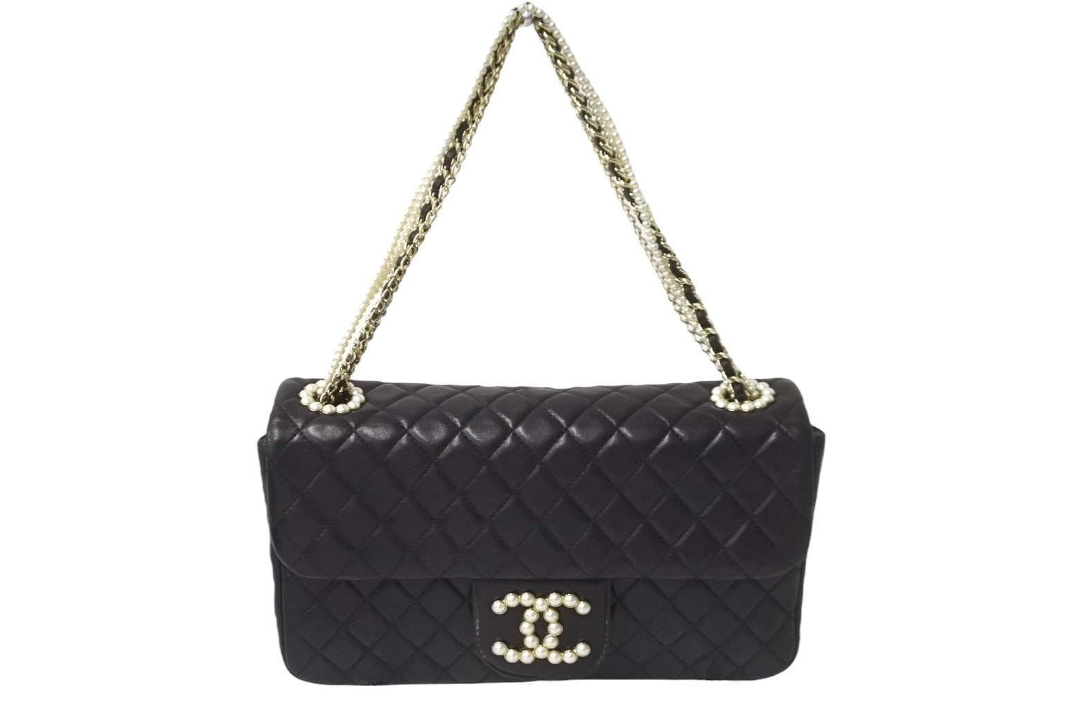 CHANEL シャネル マトラッセ ウエストミンスター バッグ 15番台 ラムスキン レザー コットンパール ブラック 美品 中古 64739 –  Casanova Vintage