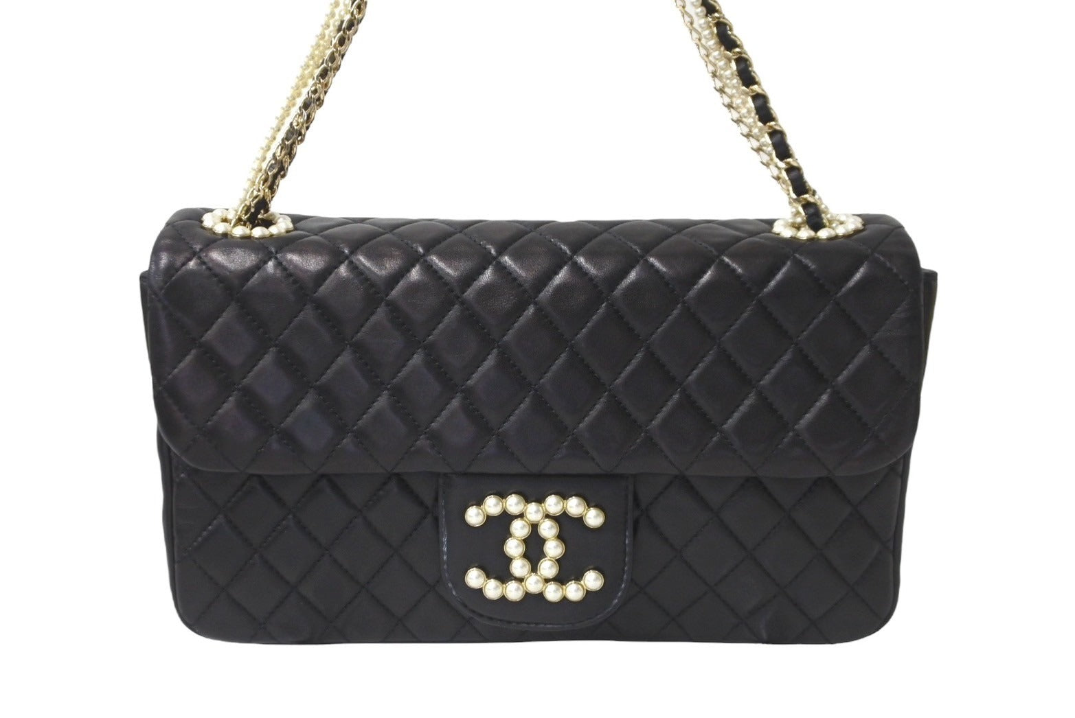 CHANEL シャネル マトラッセ ウエストミンスター バッグ 15番台 ラムスキン レザー コットンパール ブラック 美品 中古 64739 –  Casanova Vintage